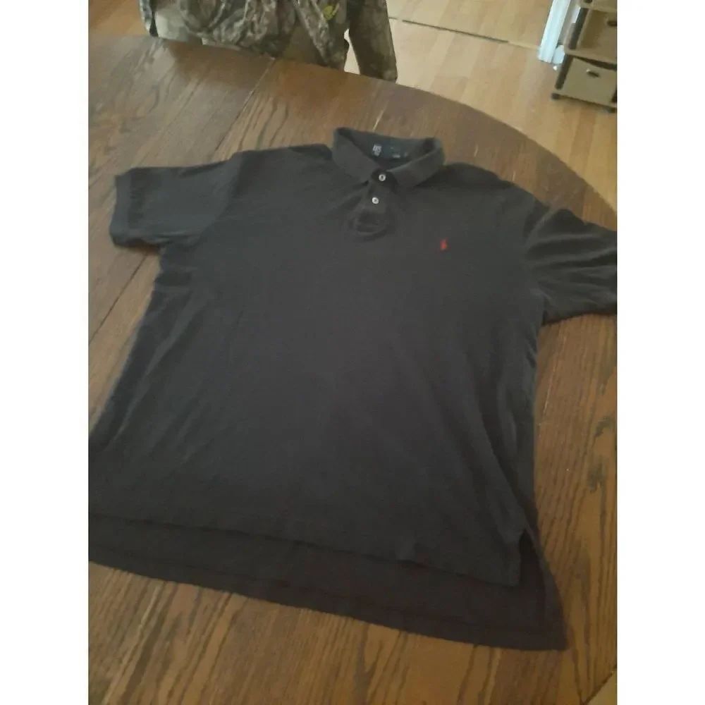 Large Polo Ralph Lauren Black Short Sleeve 2 Button Collared Polo Shirt